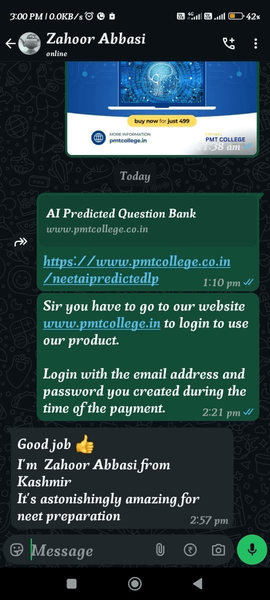 NEET Aspirant Testimonial 3