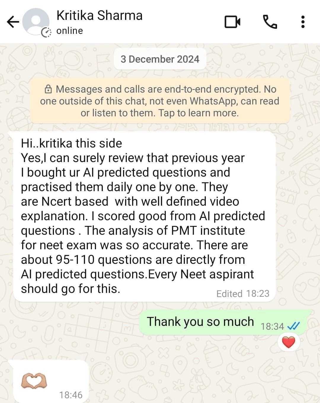 NEET Aspirant Testimonial 1